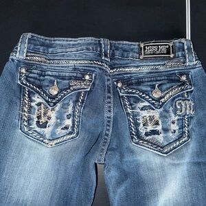 Miss Me Blue Jeans with Distressed Pockets
